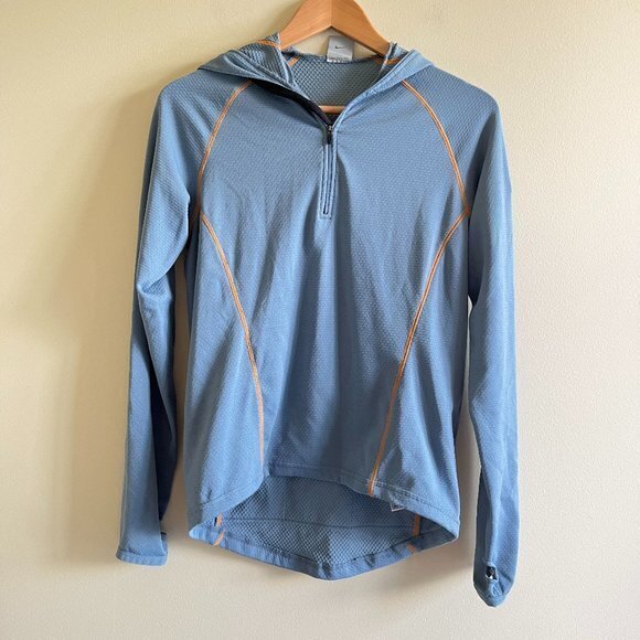 Nike Sphere Dry‎ Top Half Zip Up Hooded Thumbhole Blue Womens Size L Pockets - Picture 1 of 7